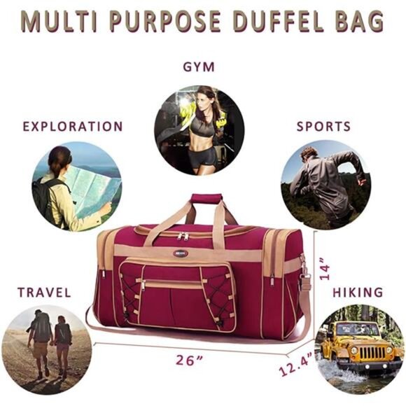 Travel Duffle Bags 26" Red Gold - Picture 6 of 7